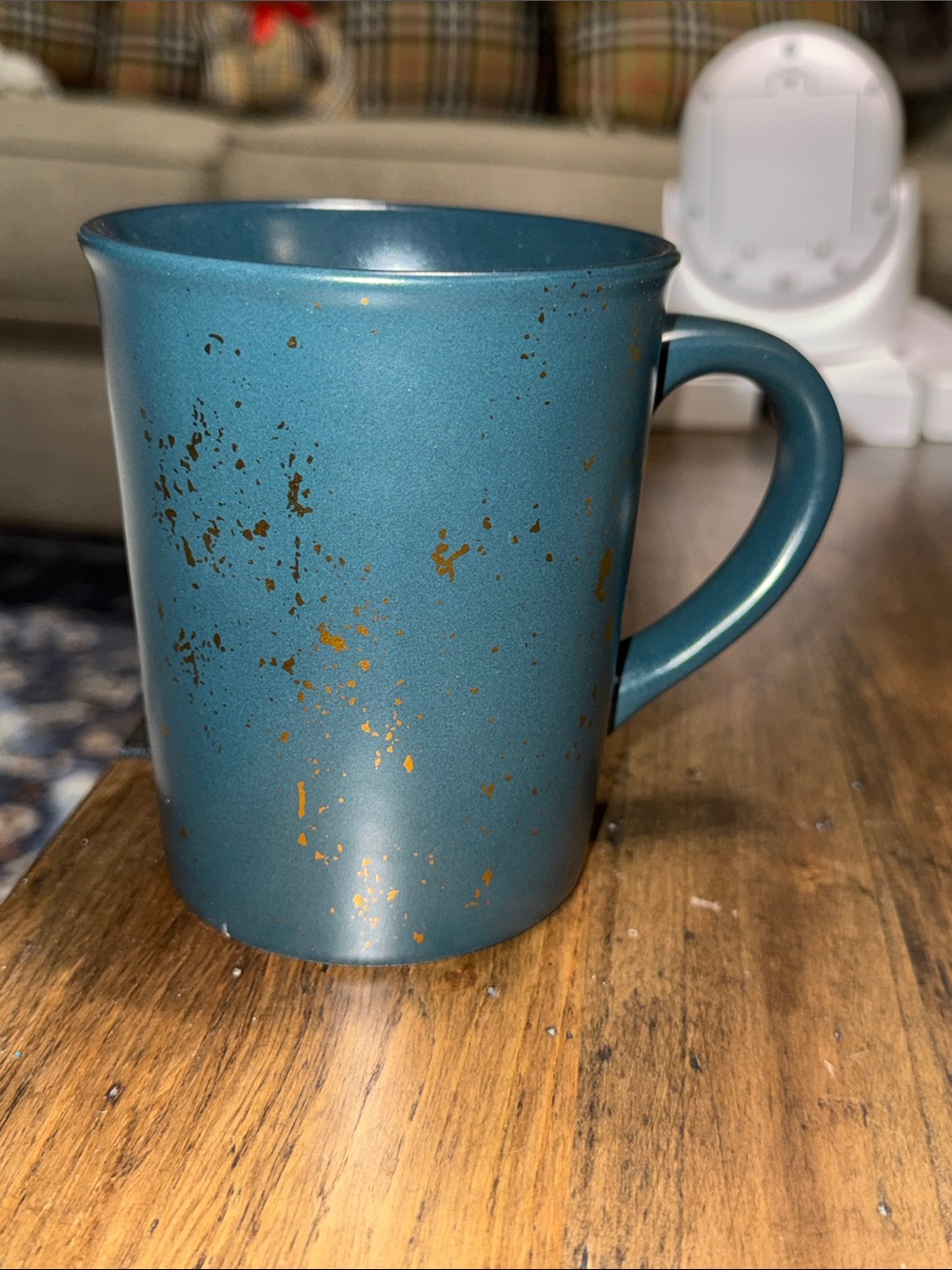 NWOT HEARTH & HAND MAGNOLIA Blue Teal Ceramic Mug CUP Gold Speckle - Home Dining